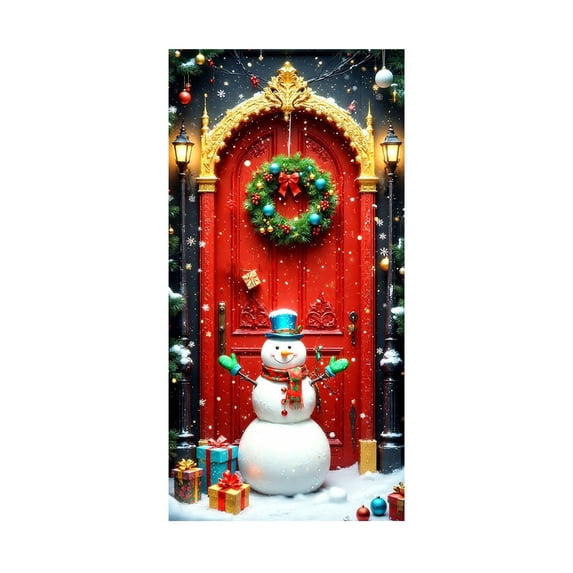 Cheapark 35X72 Inch Christmas Door Cover Curtain - Lightweight Reusable Polyester, Festive Door Wall Decor for Indoor Outdoor Christmas New Year Winter Festival Party