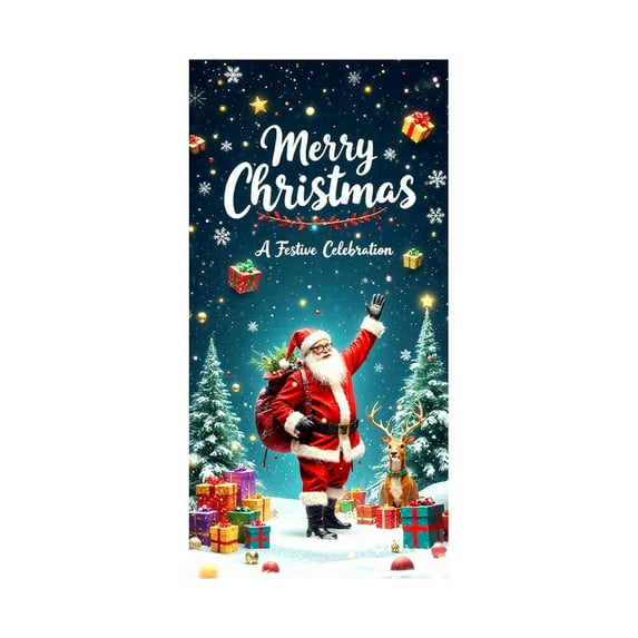 Cheapark 35X72 Inch Christmas Door Cover Curtain - Lightweight Reusable Polyester, Festive Door Wall Decor for Indoor Outdoor Christmas New Year Winter Festival Party