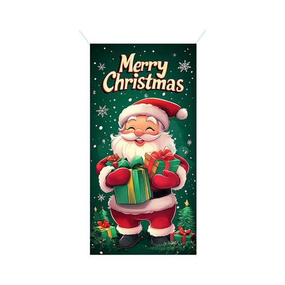Cheapark 35x71 Inch Christmas Door Cover - Santa Claus Pattern - Durable Holiday Decor - Entryway Accent for Christmas Family Gatherings & Festive Parties