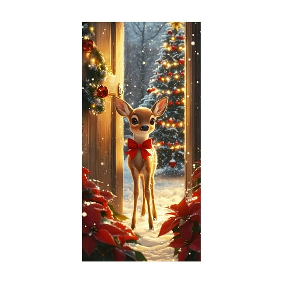 Cheapark 35x71 Inch Santa Claus Christmas Door Cover - Elastic-Fit Festive Decoration for Doors & Party, Enhances Christmas Day Ambiance