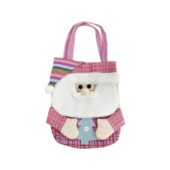 Cheapark 3D Design Christmas Gift Bags - Fabric Wrapping Bags for Presents & Favors, Cute Snowman, Santa & Deer Prints, Festive Decorative Storage Accents