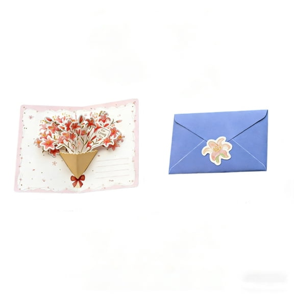 Cheapark 3D Floral Greeting Card Bouquet Style Mothers Day Card Warm Gift for Expression Love Appreciation Decoration