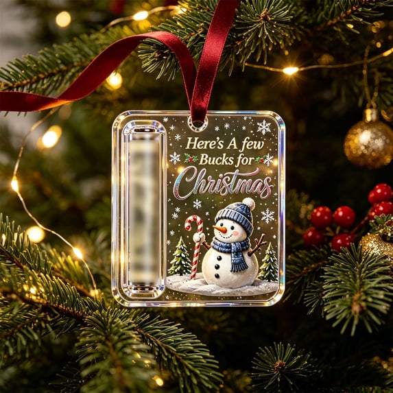 Cheapark 4.72 Inch Clear Acrylic Christmas Cash Gift Storage Ornament, Transparent Money Holding Pendant For Tree Hanging, Decorative Currency‑Focused Plaque For Christmas Holiday Home Decor Gift