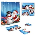 thumbnail image 1 of Cheapark 4-Piece Printed Waterproof Polyester Shower Curtain Set - With Absorbent Mat for Home Bathroom, Christmas Holiday Decor, 1 of 4