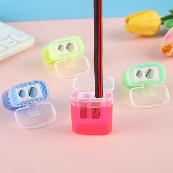 Cheapark 4 Pieces Double Hole Manual Pencil Sharpener Stationery Tool Gift