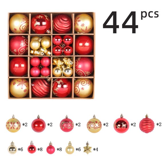 Cheapark 44-Pack Christmas 1.8 Inch Ornament Assorted Hanging Tree Decor Set