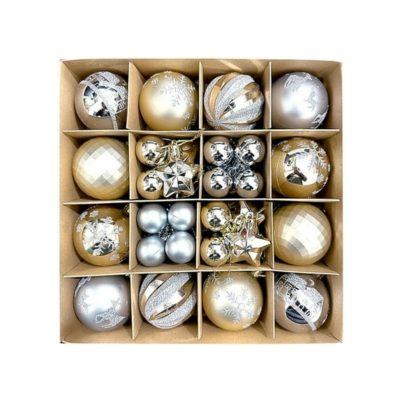 Cheapark 44-Piece Christmas Ball Gift Box Set - Creative Color-Painted Ornaments for Tree Hanging, Festive Decoration Set