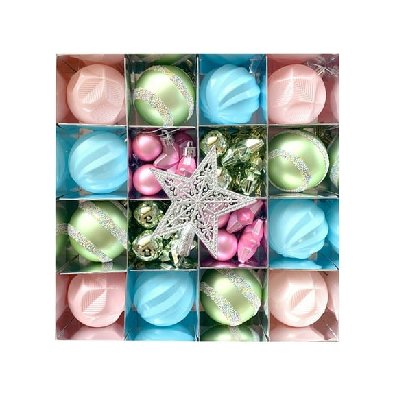 Cheapark 45-Piece Christmas Ball Gift Box Set - Creative Color-Painted Ornaments for Tree Hanging, Festive Decoration Set