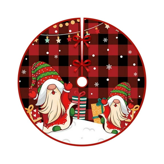 Cheapark 47/35 Inch Christmas Tree Skirt - Delicate Christmas Dwarf Print, Festive Bottom Decor for Holiday Tree
