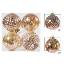 Cheapark 4pcs 3.94in Christmas Broken Ball Set - Plated Plastic Pendants for Tree Decoration