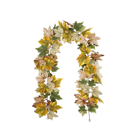 Cheapark 5.74Ft Fall Garland Maple Leaf Hanging Vines Garland Artificial Autumns Foliage Garland Thanksgiving Decor For Home Wedding Fireplace Party Christmas