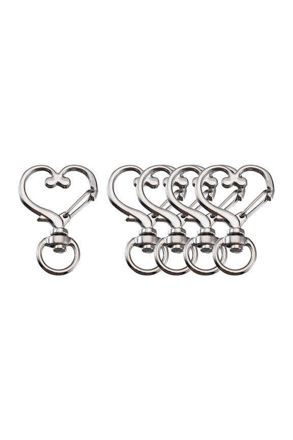 5-Piece Heart-Shaped Alloy Keychains - Durable Bag Buckle Decor, Holiday Ornaments & Practical Hook Accessories for Valentines Day Gifts