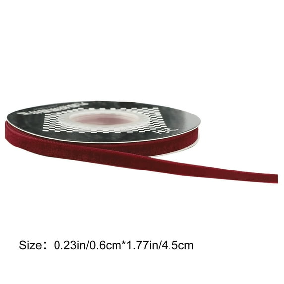 Cheapark 5 Yards Burgundy Velvet Ribbon - Flocked Satin Christmas Decor, Soft Gift Wrapping Accent for Bows, Table Settings & Holiday Party Decorations