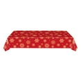 thumbnail image 1 of Cheapark 54x108 Inch Red & Gold Snowflake Plastic Tablecloth - Christmas Party Background Banner, Festive Decor for Winter Gatherings, 1 of 6
