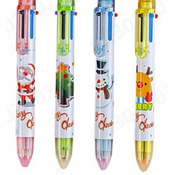 Cheapark 6-Color Christmas Ballpoint Pen - Push-Type Multifunctional Marker with 2ML Ink for Holiday Notes & Gifts