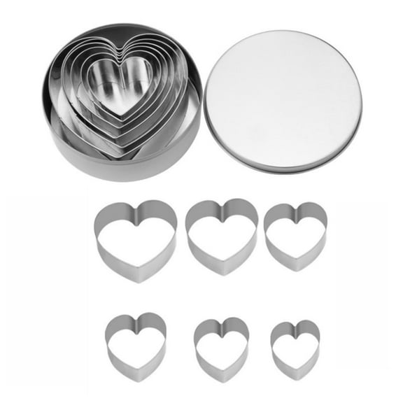 Cheapark 6 Pcs Stainless Steel Heart-Shaped Cookie Cutters - Durable Sharp-Edged Design for Valentine's Day Holiday Birthday Parties, Baking Tools for Festive Cookies & Treats
