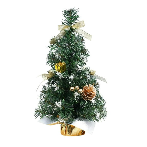 Cheapark 7.9/11.8/15.7in Mini Gold Christmas Tree - Potted Artificial Decor, Suitable for Offices, Desktops & Holiday Countertops