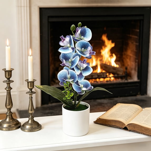 Cheapark 7 Heads Artificial Phalaenopsis Potted Flower Wedding Home Ornament Gift