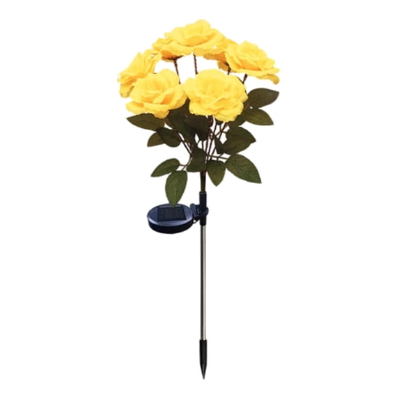 Cheapark 7 LED Solar Rose Flower Lights Outdoor Waterproof Plastic Garden Stake Lights Auto On Off For Yard Pathways