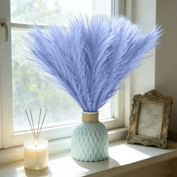 Cheapark 82、Artificial Pampas Grass Faux Reed Feather Fluffy Dried Grass Stem for Spring Summer Household Daily Rustic Festival Arrangement Decor
