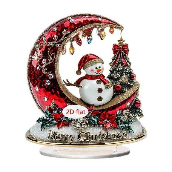 Cheapark Acrylic 2D Flat Santa & Snowman Ornaments - Lightweight Decor for Christmas Tree & Window, Holiday Decoration