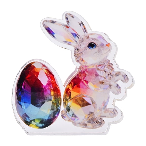 Cheapark Acrylic Easter Bunny Desk Decorations Cute Bunny Figurines with Colorful Egg for Easter Basket Spring Decor 4 Inch