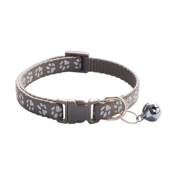 Cheapark Adjustable Cat Collar Paw Print With Bell Safety Breakaway Clasp Reflective Strip Soft Neckband For Cats Kittens Pet ID Accessory