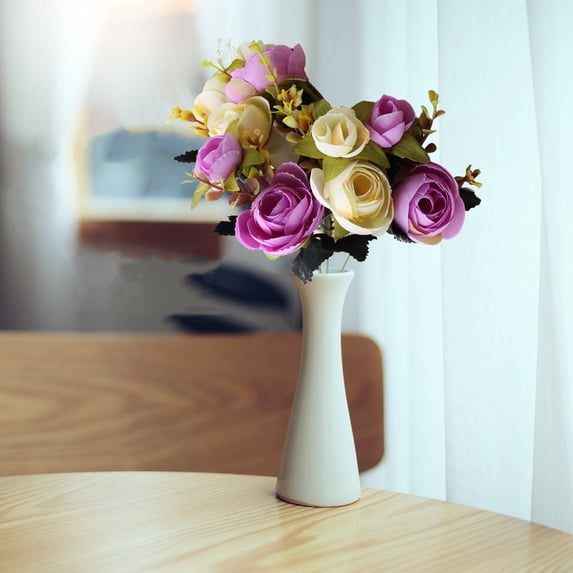 Cheapark Artificial Camellia Flower Stem 5 Fork 10 Heads Silk Camellia Bud Branch for Home Office Wedding Party Floral Arrangement Decor