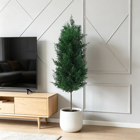 Cheapark Artificial Cypress Tree Faux Evergreen Plant for Christmas Decor Indoor Outdoor Realistic Foliage Decoration Gift