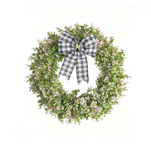 Cheapark Artificial Eucalyptus Leaf Bow Wreath - Spring-Inspired Home Decor, Durable Hanging Accent for Front Doors, Walls & Windows