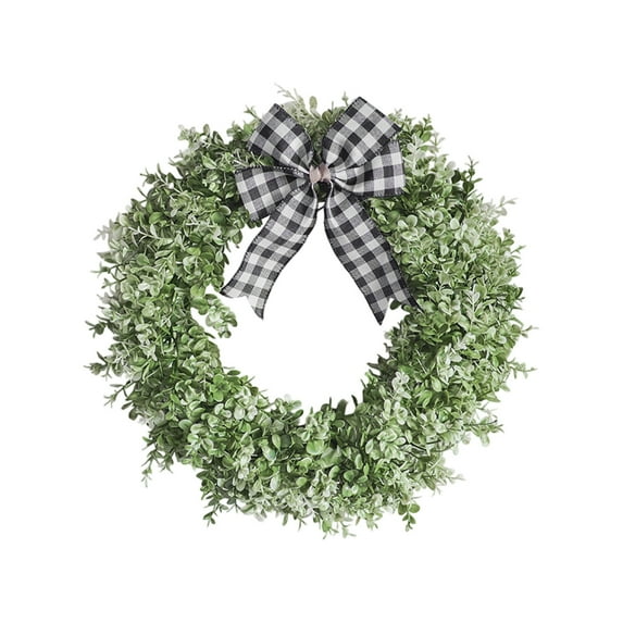 Cheapark Artificial Eucalyptus Leaf Wreath with Bow - Lifelike Greenery Door Hanging, Durable Weather-Resistant Design for Indoor/Outdoor Christmas Home Decor