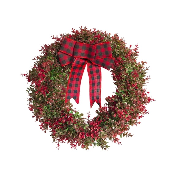 Cheapark Artificial Eucalyptus Leaf Wreath with Bow - Lifelike Greenery Door Hanging, Durable Weather-Resistant Design for Indoor/Outdoor Christmas Home Decor