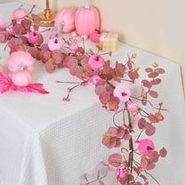 Cheapark Artificial Flower Vines Wrapped, Cloth Pumpkin Fake Design, Thanksgiving Halloween Decor, Indoor Festive Scene