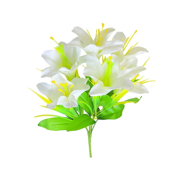 Cheapark Artificial Lily Flowers Fake Lily Flower Bouquet Wedding Living Room Table Centerpiece Home Decor Party Event Art Floral Arrangement Decoration