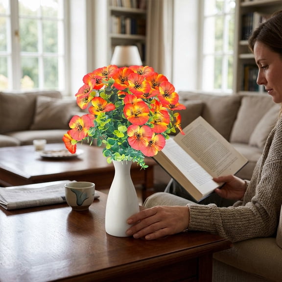 Cheapark Artificial Pansy Faux Flower Stem Realistic Floral Greenery For Wedding Arrangement Office Display Spring Summer Household Ornament
