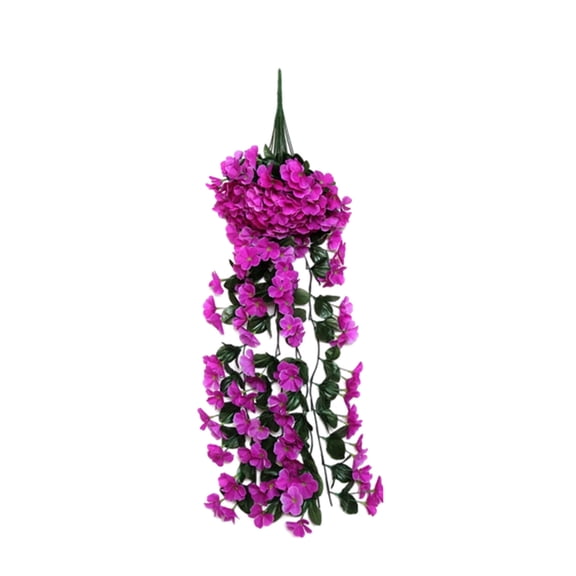 Cheapark Artificial Violet Floral Hanging Rattan Wall Hanging Orchid Basket Living Room Balcony Home Wall Decor Indoor Festive Accents