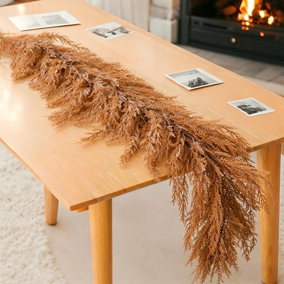 Cheapark Autumn Pampas Grass Garland Faux Reed Vine 70.87 Inch Natural Style Strand Indoor Outdoor Decor for Fall Season Home Courtyard Space Arrangement Gift