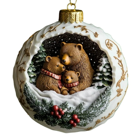 Cheapark Bear Family Christmas Ornament - Adorable Hanging Decor, Heartwarming Accent for Tree, Mantel & Home Indoor Holiday Displays