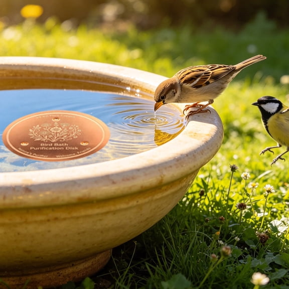 Cheapark Bird Bath Cleaner Metal Water Purifier for Outdoor Garden Bird Bath Water Ripple Maker Keep Water Fresh Accessory Gift