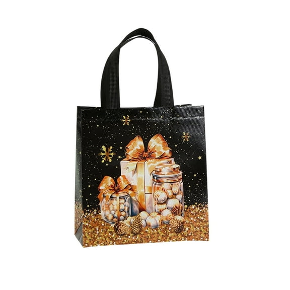 Cheapark Black Non-Woven Christmas Handbag - Durable Design - Holiday Shopping Bag & Gift Packaging Bag For Christmas Gift Giving & Festive Errands