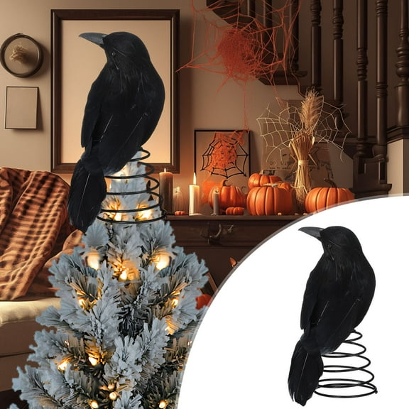 Cheapark Blackbird Ornament,Gift, Home DéCor, Halloween，Halloween Crow Miniature Tree Topper Spooky Halloween Tree Ornaments Mini Christmas Treetop Ornaments For Home Party Supplies