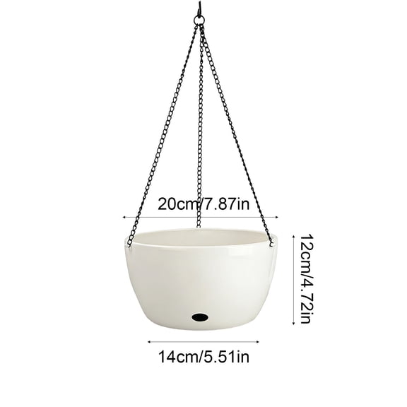 Cheapark Chain Hanging Flower Pot Round Suspended Planter Vessel 7.87 Inch Diameter Hanging Potted Container With Metal Chain for Indoor Outdoor Balcony Yard Green Plant Layout Decor Gift