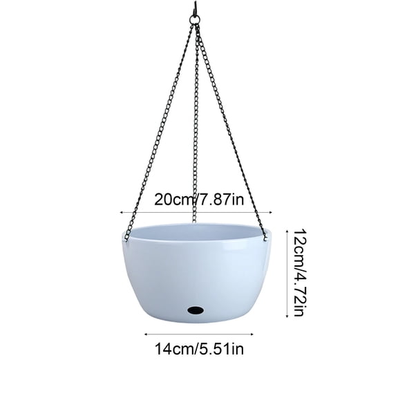 Cheapark Chain Hanging Flower Pot Round Suspended Planter Vessel 7.87 Inch Diameter Hanging Potted Container With Metal Chain for Indoor Outdoor Balcony Yard Green Plant Layout Decor Gift