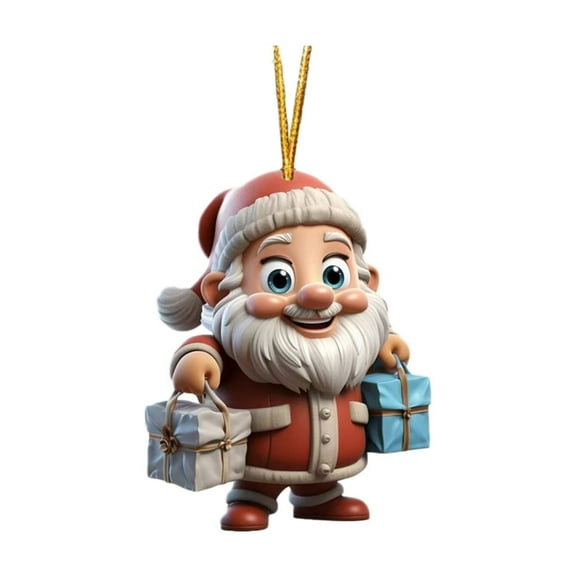 Cheapark Christmas Acrylic Santa Tree Pendants - Flat Ornaments for Tree, Festive Decor for Xmas Home & Holiday Scene