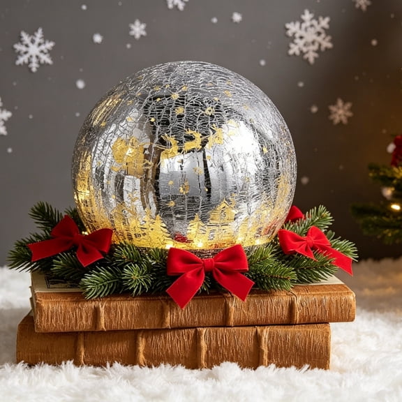 Cheapark Christmas Ball Ornament Shatterproof Shiny Bauble for Tree Holiday Party Crackle Design Glossy Finish Hanging Decor Gift