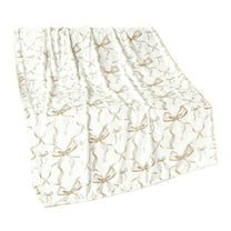 Cheapark Christmas Bow Fuzzy Throw Blanket - Breathable Soft Fabric, Machine Washable, Warm Winter Blanket for Sofa Home Holiday Decor