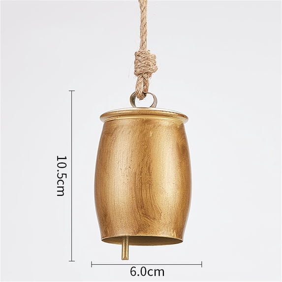 Cheapark Christmas Brass Cow Bell With Shabby Style Metal Finish, Rope Hanging Decor For Holiday Home, 6 Inch