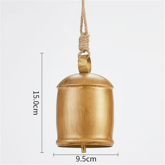 Cheapark Christmas Brass Cow Bell With Shabby Style Metal Finish, Rope Hanging Decor For Holiday Home, 6 Inch
