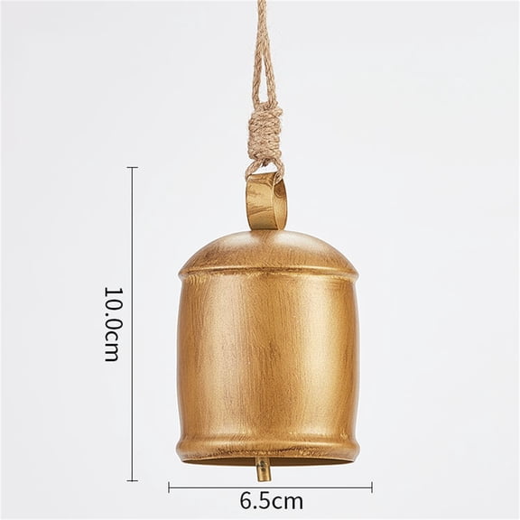 Cheapark Christmas Brass Cow Bell With Shabby Style Metal Finish, Rope Hanging Decor For Holiday Home, 6 Inch