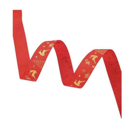 Cheapark Christmas Bronzed Ribbon - Wapiti-Themed Decor for Tree & Gift Wrapping, Festive Webbing for Holiday Home